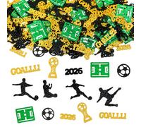 Bolosa Lot de 100 confettis de fête de football 2026 avec 7 motifs, terrain, joueur, trophée, table de but, décorations d'anniversaire pour enfants
