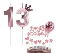 Bolosa Lot de bougies pour 13e anniversaire - Décoration de gâteau - Or rose - Décoration pour garçons et filles