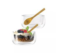 Bols à double paroi NUTS avec cuillère en bambou lot de 2