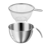 Bols à mélanger avec passoire - Paniers d'égouttoir en acier avec poignée | 400 ml Bols empilables avec passoire pour appartement, maison de campagne, salle à manger, jardin, barbecue, préparation