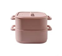 Bols Cuiseur Vapeur Micro-ondes 2 en Silicone avec Poignées - Résistant Chaud Froid pour Légumes Poisson - Récipient Alimentaire 22x17x14cm(Light Red)