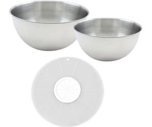 Bols de Préparation FACKELMANN Basic, Ensemble 2 Pièces, 25 et 20,5 cm, Couvercle Anti Projections, Inox et Plastique