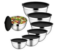 Bols mélangeurs en acier inoxydable - Acier inoxydable 26 cm de diamètre 7 pièces | Set de bol de préparation de cuisine rond antidérapant | Bols de stockage et de préparation des aliments pour
