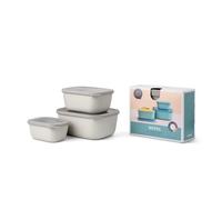 Mepal - Ensemble de 3 bols multifonctions Cirqula Rectangulaire - Boîtes de Hermétique avec Couvercle - Convient pour le Réfrigérateur, Micro-ondes & Congélateur - 750, 1500, 3000 ml - Nordic white