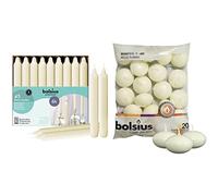 Bolsius 103403679905 Bistro Lot de 45 bougies Ivoire 17,8 cm Crème & Lot de 20 Bougies flottantes Haute qualité