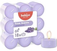 Bolsius - 18 Bougies Chauffe-Plat Parfumées - Lavande - Temps de Combustion de 6 Heures - Diamètre 39 mm - Extraits Naturels - Contient de la Cire Végétalienne - Sans Huile de Palme