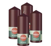 Bolsius - 4 bougies pilier - Rouge foncé - 15 x 6 cm - Bougies décoratives pour la maison - Longue durée de combustion de 42 heures - Sans parfum - 5% cire végétalienne naturelle - Sans huile de palme