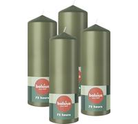 Bolsius - 4 bougies piliers - Vert - 20 x 7 cm - intérieur - Longue durée de combustion de 75 heures - Sans parfum - 5% Cire naturelle végétalienne - Sans huile de palme