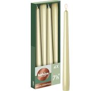 Bolsius Bougies pointues lisses métallisé argenté – 24,5 cm, 7 h, 50% cire végétale naturelle