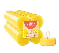Bolsius - 48 bougies chauffe-plat parfumées Maxi - Citronnelle - Bougies de cire