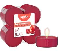 Bolsius - 8 Bougies Chauffe-Plat Maxi Parfum - Grenade - Durée de Combustion de 8 Heures - Extraits naturels - Cire végétalienne - sans Huile de Palme