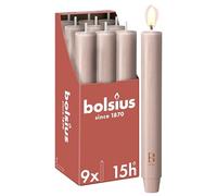 Bolsius Bougie chandelles XL rustique - 23 x 3 cm - Rose clair - 9 pièces - Longueur de combustion : 15 heures - Non parfumée - Contient de la cire végétale naturelle - Sans huile de palme