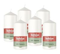 Bolsius - Bougie pilier lisse - Blanc - 12 cm - 6 pièces - Bougies décoratives - Contient de la cire végétale naturelle - Sans huile de palme