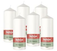 Bolsius - Bougie pilier lisse - Blanc - 15 cm - 6 pièces - Bougies décoratives - Contient de la cire végétale naturelle - Sans huile de palme