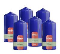 Bolsius - Bougie pilier lisse - Bleu cobalt - 13 cm - Lot de 6 bougies décoratives - Contient de la cire végétale naturelle - Sans huile de palme