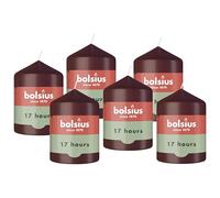 Bolsius - Bougie pilier lisse - Bordeaux - 8 cm - 6 pièces - Bougies décoratives - Contient de la cire végétale naturelle - Sans huile de palme