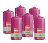 Bolsius - Bougie pilier lisse - Rose fuchsia - 13 cm - Lot de 6 bougies décoratives - Contient de la cire végétale naturelle - Sans huile de palme