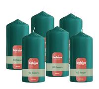 Bolsius - Bougie pilier lisse - Vert foncé - 13 cm - Lot de 6 bougies décoratives - Contient de la cire végétale naturelle - Sans huile de palme
