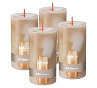 Bolsius - Bougie pilier - Marbre - Beige - 13 cm - Lot de 4 - Bougies décoratives - Avec cire végétale naturelle - Sans huile de palme