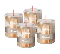 Bolsius - Bougie pilier - Marbre - Beige - 8 cm - Lot de 4 - Bougies décoratives - Avec cire végétale naturelle - Sans huile de palme