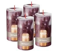 Bolsius - Bougie pilier - Marbre - Bordeaux - 13 cm - Lot de 4 - Bougies décoratives - Avec cire végétale naturelle - Sans huile de palme