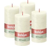 Bolsius Bougie pilier rustique Ivoire – Lot de 4, 60 h, non parfumée, cire naturelle végétalienne