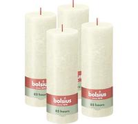 Bolsius - Bougie pilier Rustique - Ivoire - Lot de 4 - Longue durée de combustion de 85 heures - Décoration - Non parfumée -19 cm - Cire naturelle végétalienne - Sans huile de palme