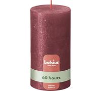 BOLSIUS - Bougie pilier rustique scintillante - Rouge - 13 cm - Lot de 4 - Ne coule pas - Bougies non parfumées - Longue durée de combustion de 60 heures