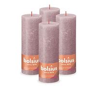 Bolsius Bougie pilier Rustique - Vieux Rose - Lot de 4 - Longue durée de combustion de 85 heures - Bougie de maison - Décoration d'intérieur - Non parfumée - Cire naturelle végétalienne - Sans huile