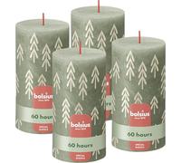 Bolsius - Bougie Rustic - Verte avec motif de pins - 13 cm - Noël - Bougie décorative - Sans huile de palme