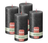 Bolsius - Bougie Rustik - Anthracite - metallic - 13 cm - Lot de 4 - Bougies décoratives - Contient de la cire végétale naturelle - Sans huile de palme