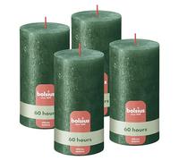 Bolsius - Bougie Rustik - Vert - metallic - 13 cm - Lot de 4 - Bougies décoratives - Contient de la cire végétale naturelle - Sans huile de palme
