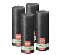 Bolsius - Bougie rustique - Anthracite - Métallique - 19 cm - Lot de 4 - Bougies décoratives - Contient de la cire végétale naturelle - Sans huile de palme