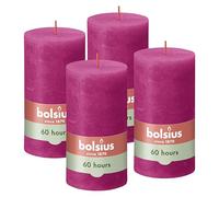 Bolsius - Bougie rustique - Fuchsia - 13 cm - Lot de 4 - Bougies décoratives - Sans huile de palme - Avec cire végétale naturelle