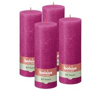 Bolsius - Bougie rustique - Fuchsia - 19 cm - Lot de 4 - Bougies décoratives - Sans huile de palme - Avec cire végétale naturelle
