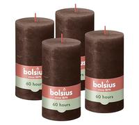 Bolsius - Bougie rustique - Marron - 13 cm - Lot de 4 - Bougies décoratives - Sans huile de palme - Avec cire végétale naturelle