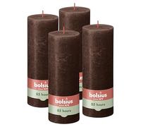 Bolsius - Bougie rustique - Marron - 19 cm - Lot de 4 - Bougies décoratives - Sans huile de palme - Avec cire végétale naturelle