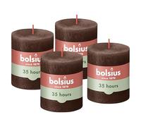 Bolsius - Bougie rustique - Marron - 8 cm - Lot de 4 - Bougies décoratives - Sans huile de palme - Avec cire végétale naturelle