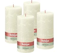 Bolsius Bougie Rustique Pilier XXL - Ivoire - Lot de 4 - Longue Durée de Combustion 125 Heures - Sans Parfum - Cire Végane Naturelle Incluse - Sans Huile de Palme - 20 x 10 cm