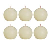 Bolsius - Rustik Bougies sphériques - Ivoire - Lot de 6 bougies décoratives - Longueur : 25 heures - Sans parfum - Cire végétale naturelle - Sans huile de palme - Ø 7,6 cm