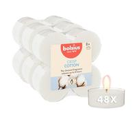 Bolsius - bougies chauffe-plat parfumées - 48 pièces - fresh cotton - 8 heures - avec coupelle transparente - aux extraits naturels - bougies chauffe-plat Maxi