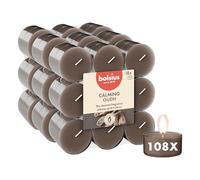 Bolsius - bougies chauffe-plat parfumées - Lot de 108 - Oud Wood - 6 heures - coupelle transparente - aux extraits naturels