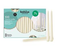 Bolsius - Bougies coniques - Boîte de 100 - Ivoire - 24,5 cm - Durée de combustion: 7 heures - Sans goutte