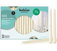 Bolsius – Bougies coniques – Boîte de 100 – Ivoire – 24,5 cm – 7 h – Sans goutte
