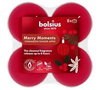 Bolsius - Bougies Maxi Chauffe-Plat Parfumées - Merry Moments - Temps de Combustion Long de 8 Heures - Diamètre 60 mm - Extraits Naturels - Contient de la Cire Végétalienne - Sans Huile de Palme