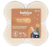 Bolsius - Bougies Maxi Chauffe-Plat Parfumées - Silent Night - Temps de Combustion Long de 8 Heures - Diamètre 60 mm - Extraits Naturels - Contient de la Cire Végétalienne - Sans Huile de Palme