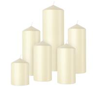 bolsius Bougies Pilier Lisses, Lot de 6, Ivoire, Bougies Décoratives pour la Maison, Longue Durée de Combustion, Non Parfumées, Cire Végétale Naturelle, Sans Huile de Palme