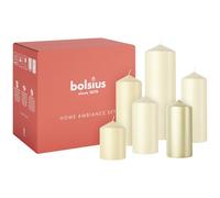 bolsius Bougies Pilier Lisses, Lot de 6, Pillow Talk, Bougies Décoratives pour la Maison, Longue Durée de Combustion, Non Parfumées, Cire Végétale Naturelle, Sans Huile de Palme