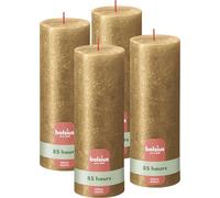 BOLSIUS - Bougies pilier rustiques scintillantes - Doré - 19 cm - Lot de 4 - Ne coulent pas - Bougies non parfumées, Gold