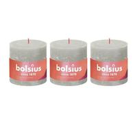 Bolsius Bougies Pilier Rustiques Shine 3 pcs Gris